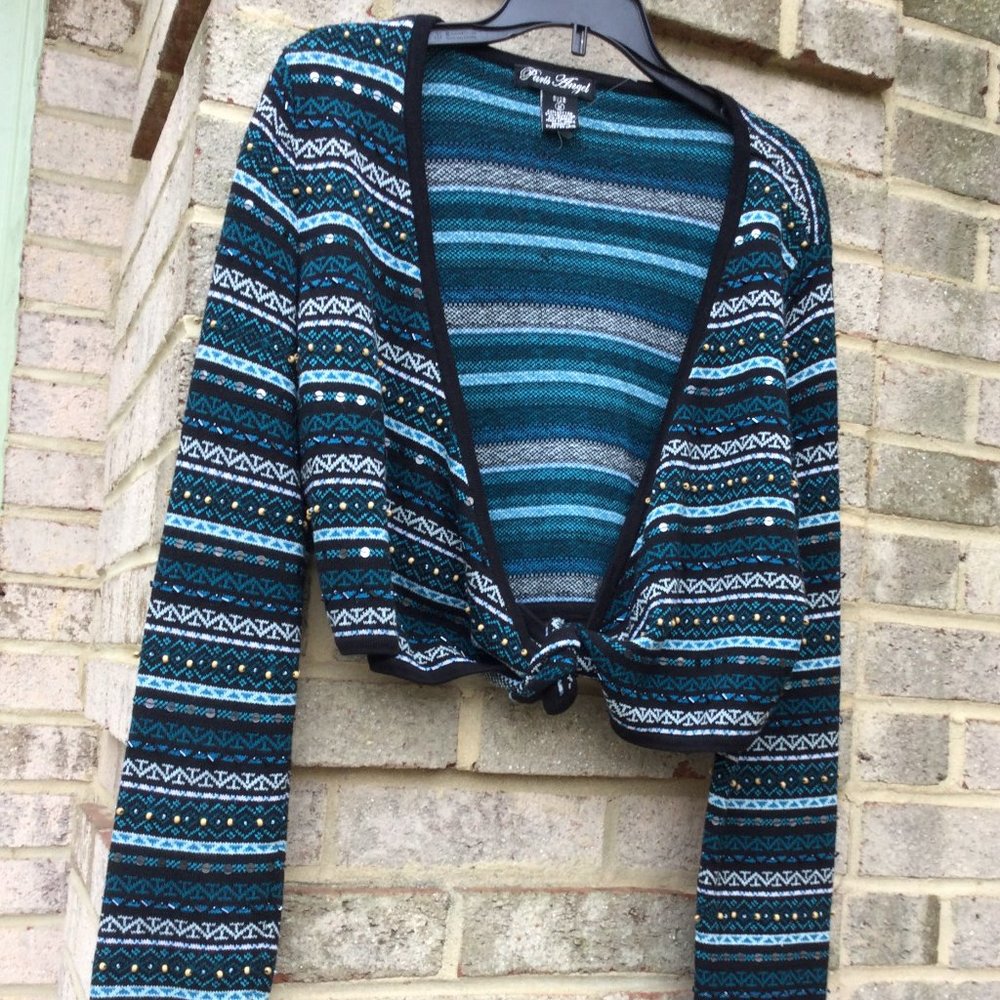 Paris Angel Multi-Color Beads Art-Deco Cardigan